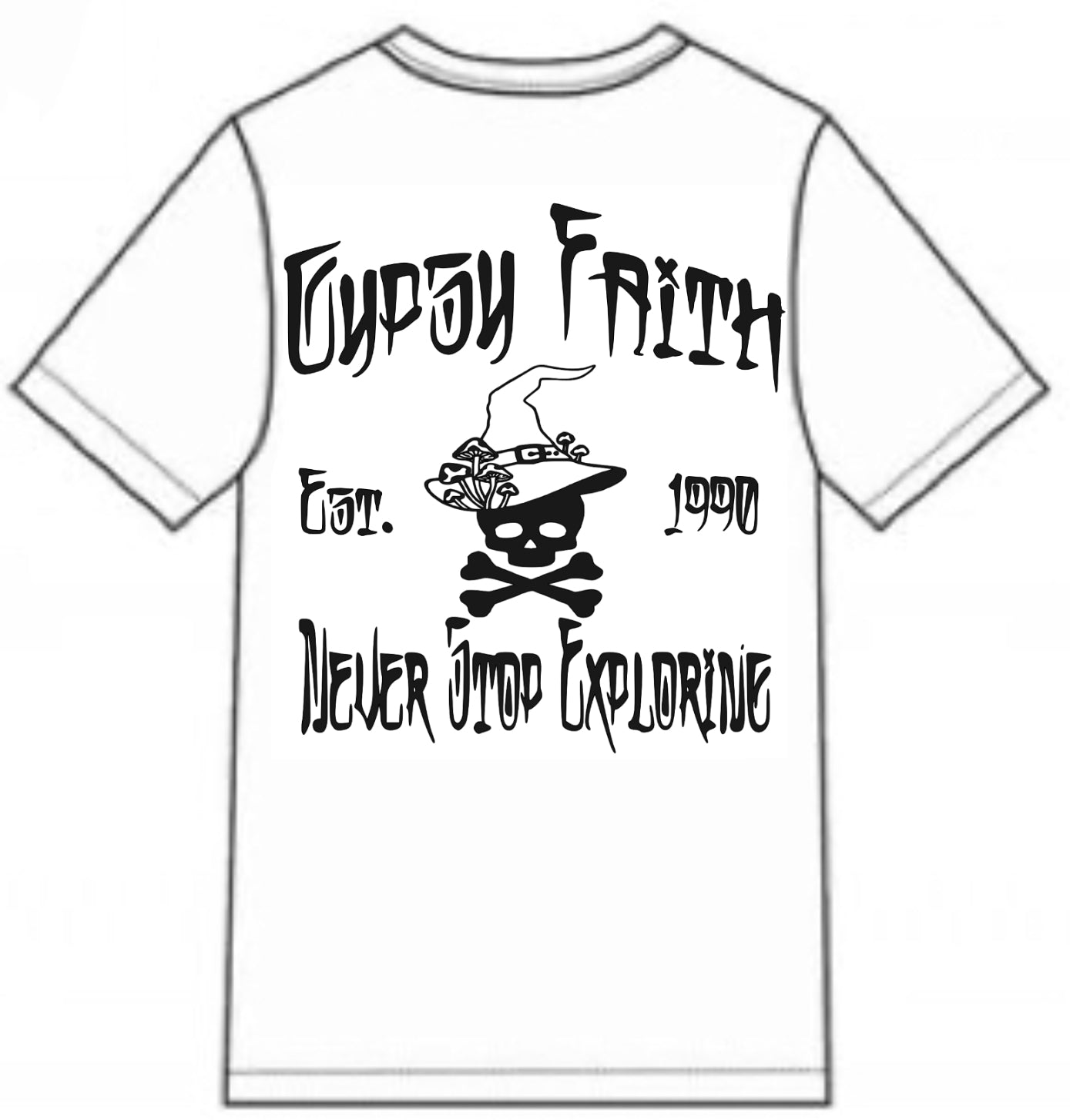 Gypsy Faith Studio wizard pirate logo T- Shirt  “Never Stop Exploring”