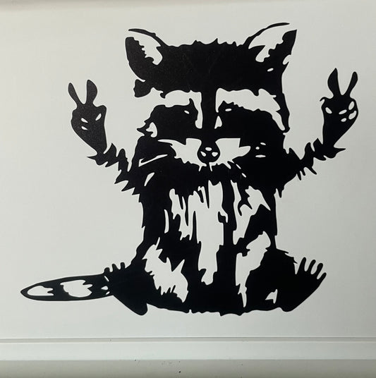 Peaceful Racoon 5x5 Vynil window decal